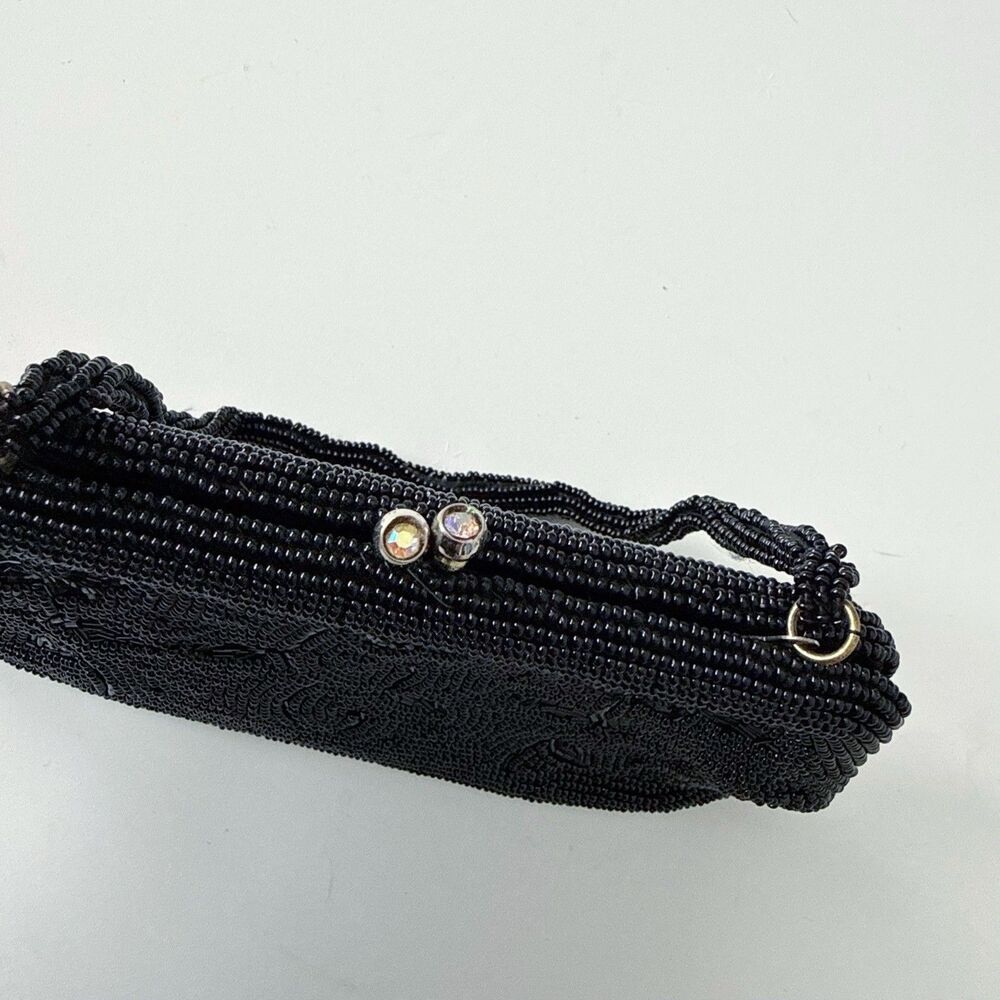 Vtg Black Beaded Evening Bag Purse Richere Bag by Walborg 1960s Made In Japan - Picture 16 of 16
